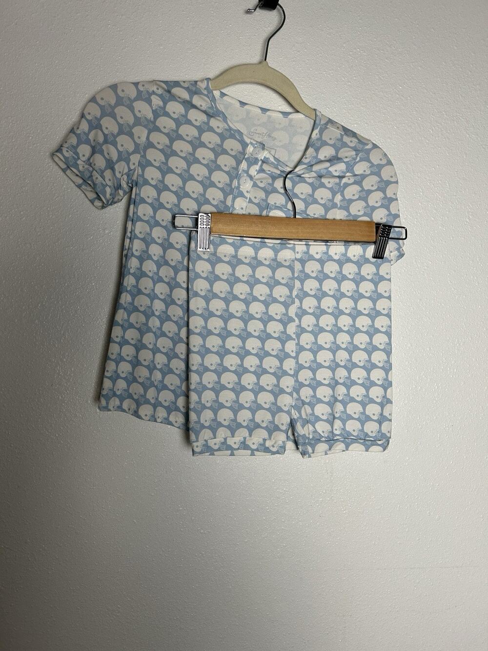 Sweet Honey Blue And White Football Pajamas Shorts Set Size 6